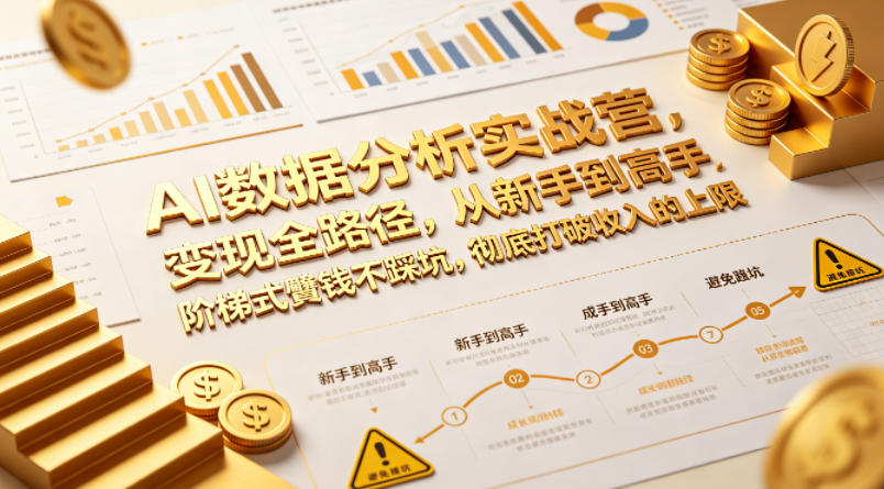 AI数据分析实战营，变现全路径，从新手到高手，阶梯式賺钱不踩坑，彻底打破收入的上限-网创项目