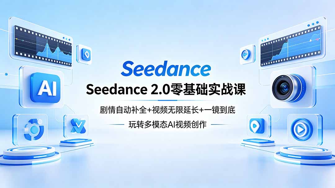 Seedance 2.0零基础实战课：剧情自动补全+视频无限延长+一镜到底：玩转多模态AI视频创作-网创项目