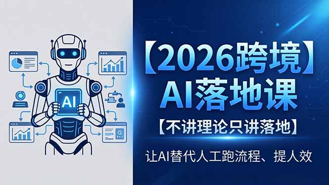 2026跨境AI落地课，不讲理论只讲落地，让AI替代人工跑流程、提人效-网创项目