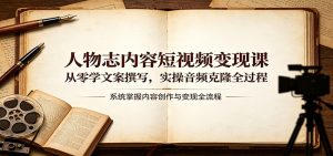 人物志内容短视频变现课：从零学文案撰写，实操音频克隆全过程-网创项目