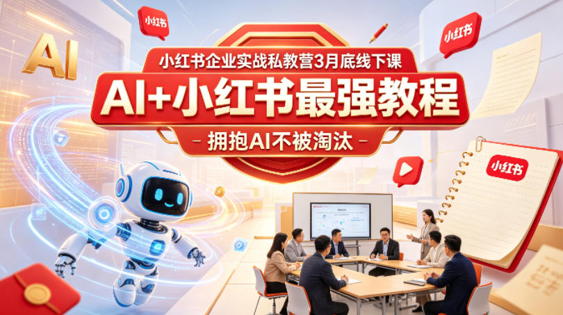小红书企业实战私教营3月底线下课，AI+小红书最强教程，拥抱AI不被淘汰-网创项目
