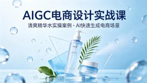 AIGC电商设计实战课，以清爽精华水为实操案例，教你用AI快速生成电商场景-网创项目