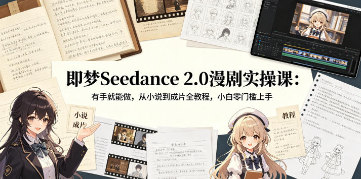 即梦Seedance 2.0漫剧实操课：有手就能做，从小说到成片全教程，小白零门槛上手-网创项目