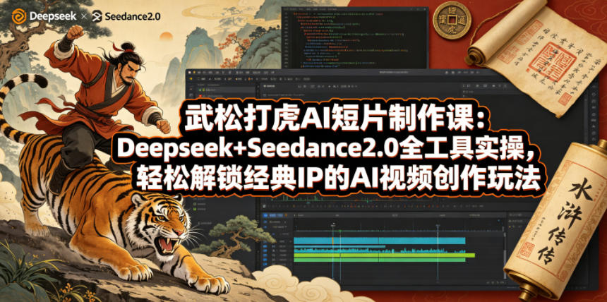 武松打虎AI短片制作课：Deepseek+Seedance2.0全工具实操，轻松解锁经典IP的AI视频创作玩法-网创项目